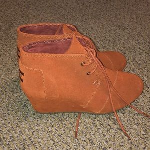 Toms Desert Orange Wedge Heel Bootie